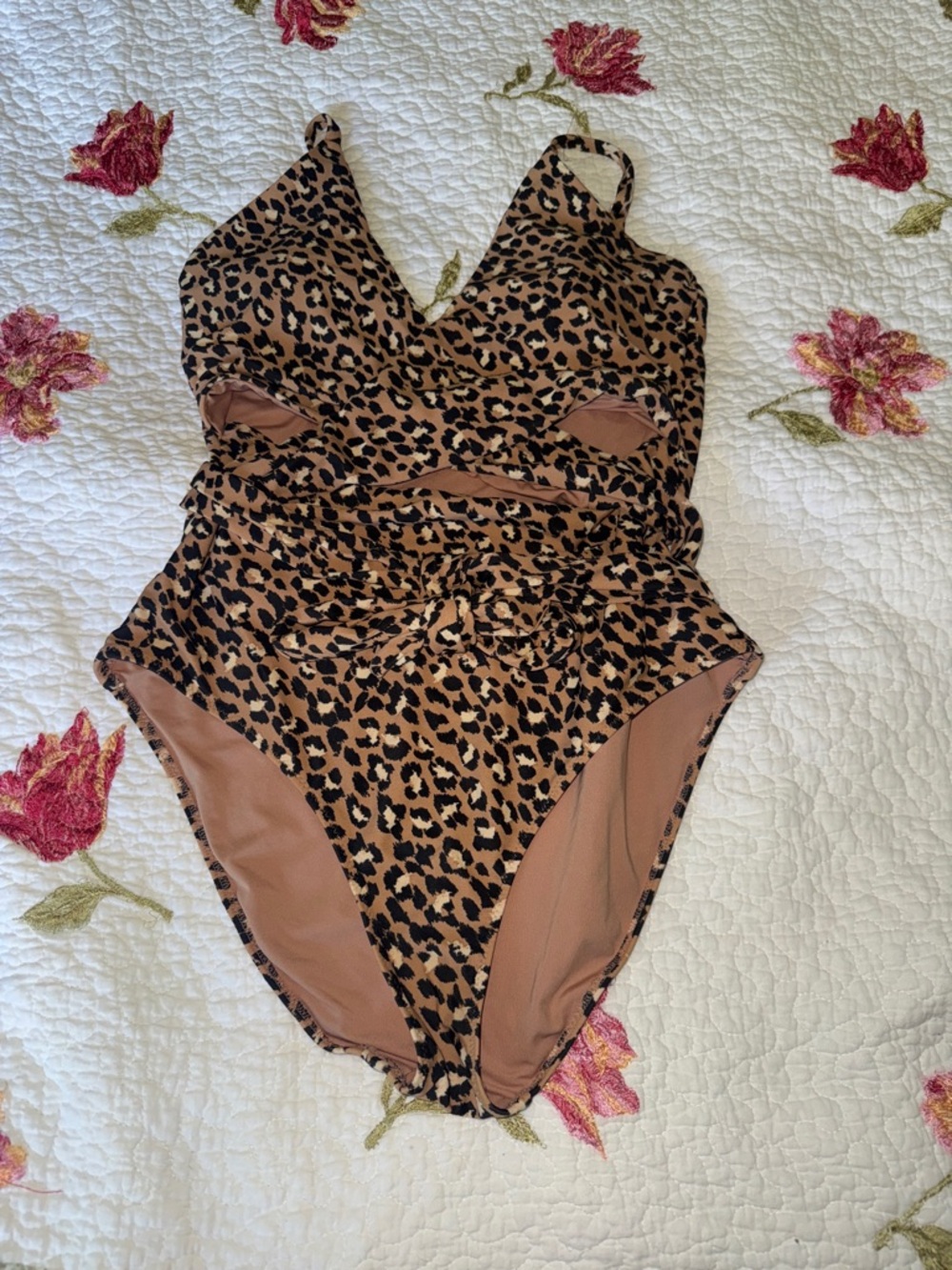 Aerie One Piece Wrap style Leopard Print One Piece